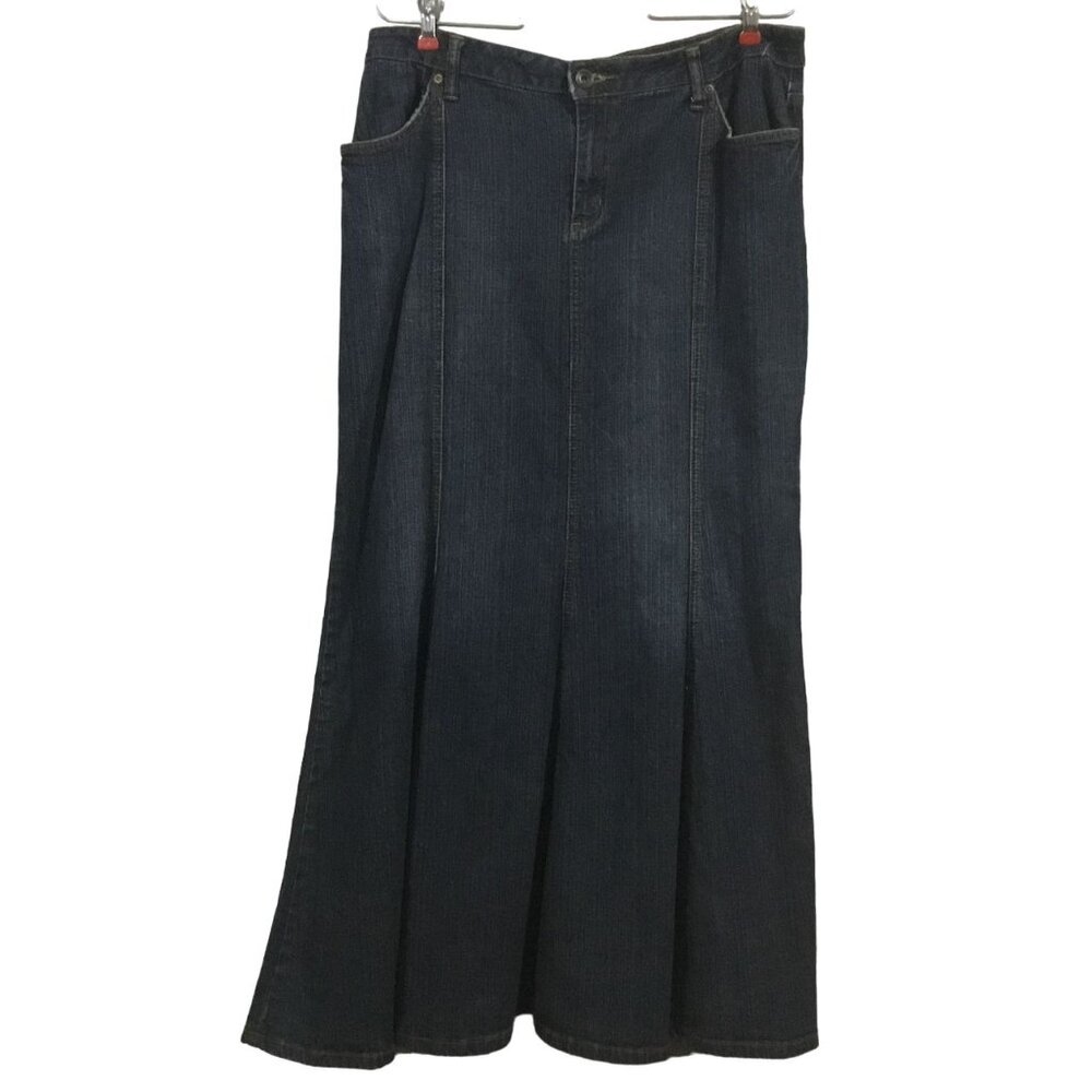 a.n.a. A New Approach Blue Cotton Stretch Mermaid Trumpet Modest Maxi Skirt 12